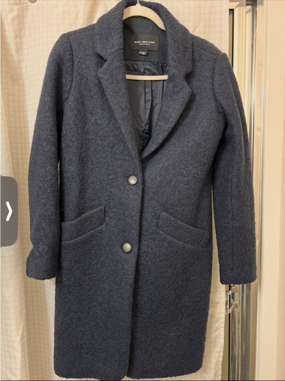 Marc New York Navy Wool-Blend Single-Breasted Pea Coat
